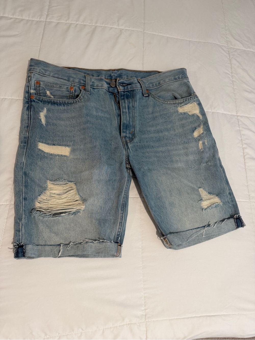 Men’s Levi's Light Blue Distressed Denim Shorts